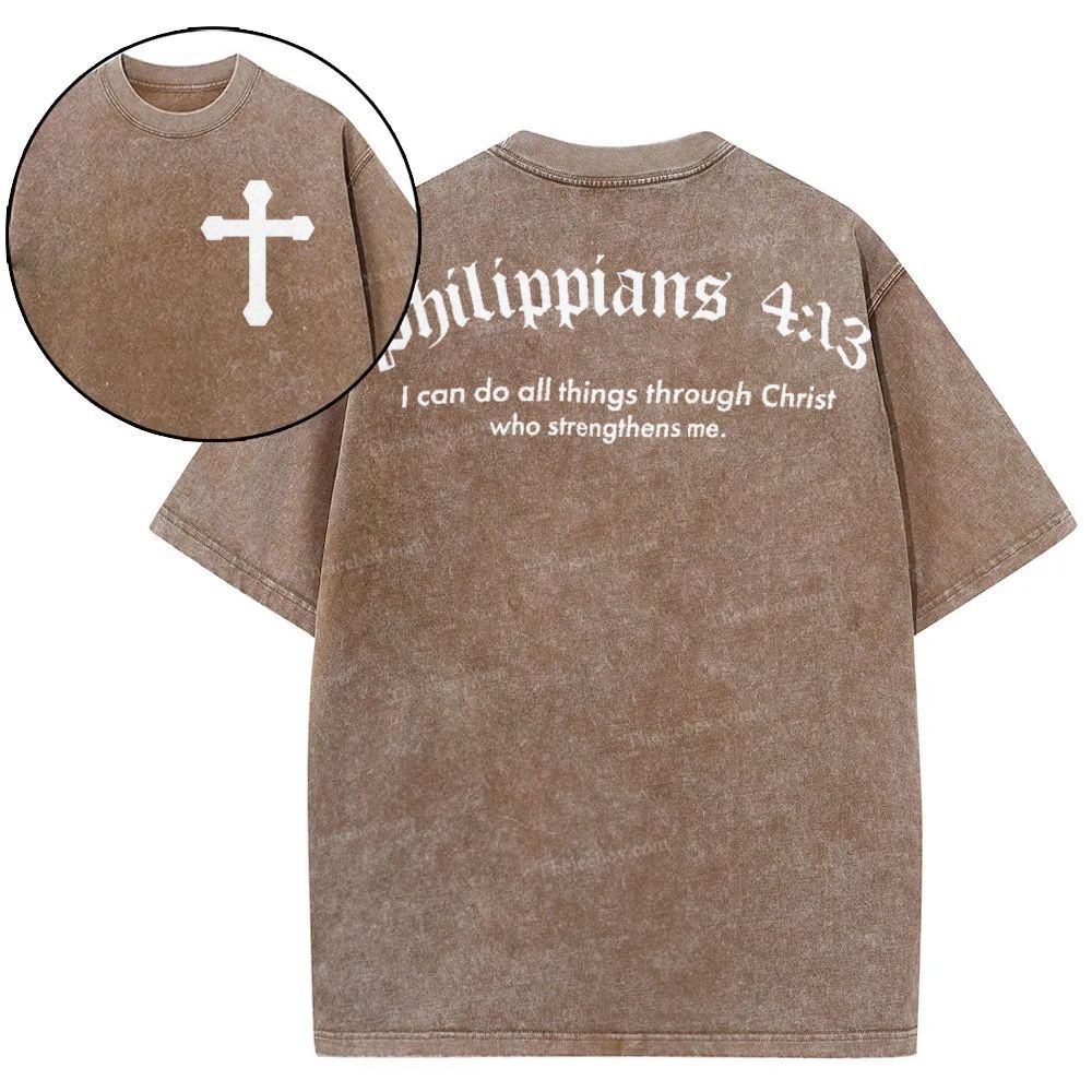 Philippians 4:13 Snowflake Vintage Washed T-Shirt
