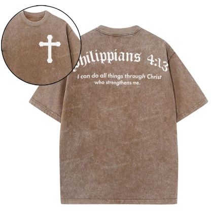 Philippians 4:13 Snowflake Vintage Washed T-Shirt