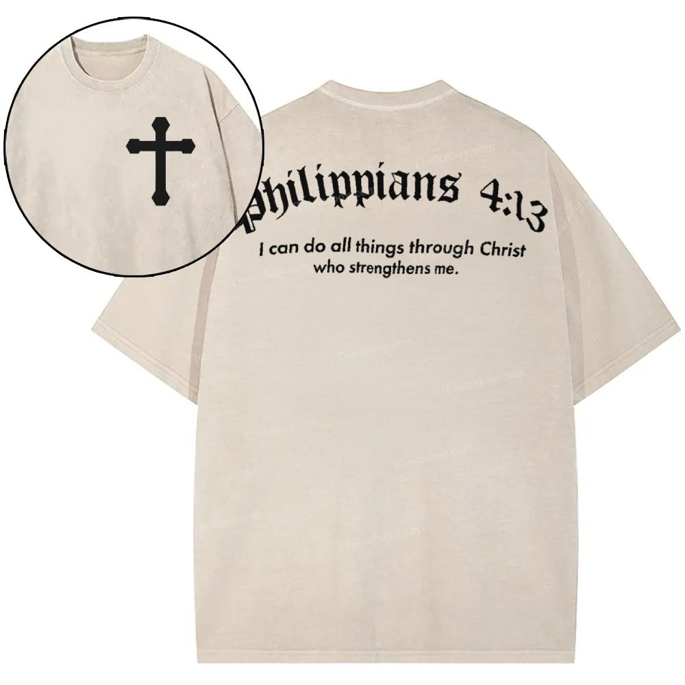 Philippians 4:13 Snowflake Vintage Washed T-Shirt