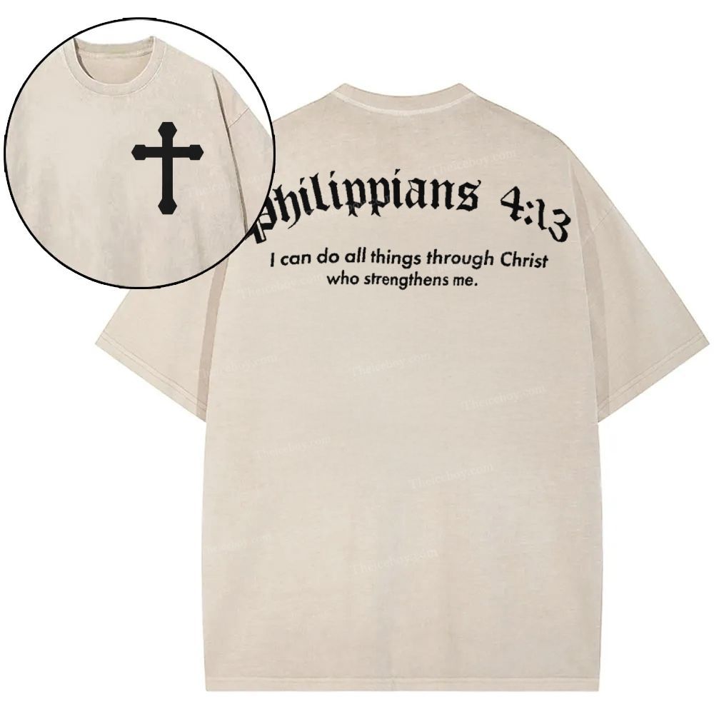 Philippians 4:13 Snowflake Vintage Washed T-Shirt