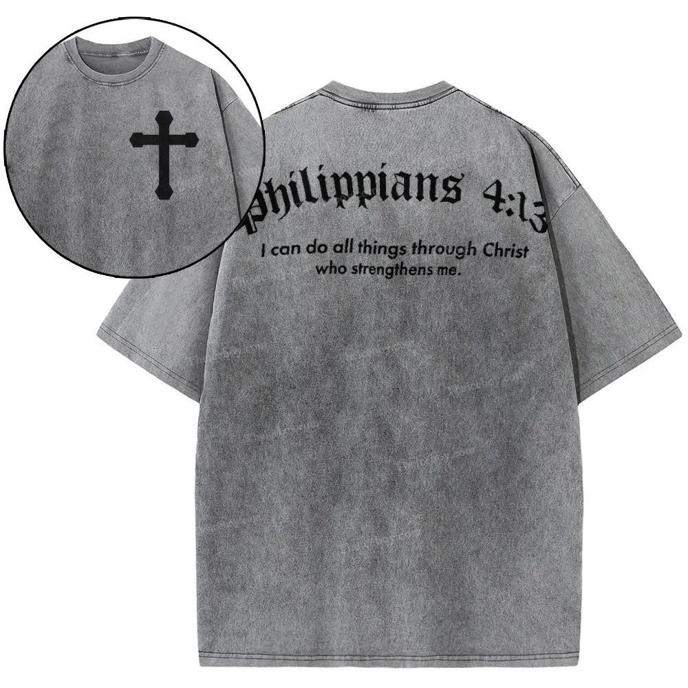 Philippians 4:13 Snowflake Vintage Washed T-Shirt