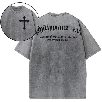 Philippians 4:13 Snowflake Vintage Washed T-Shirt