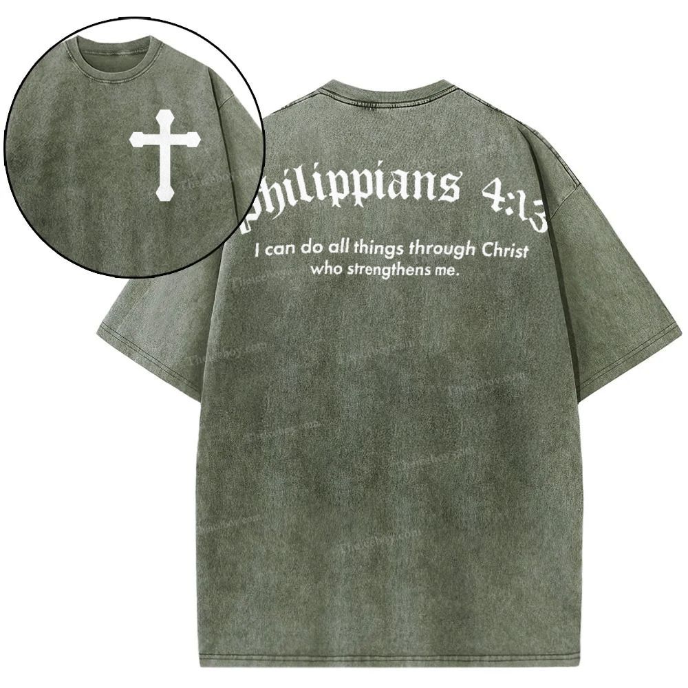 Philippians 4:13 Snowflake Vintage Washed T-Shirt