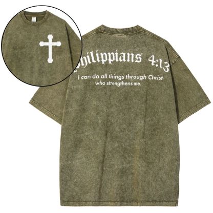 Philippians 4:13 Snowflake Vintage Washed T-Shirt