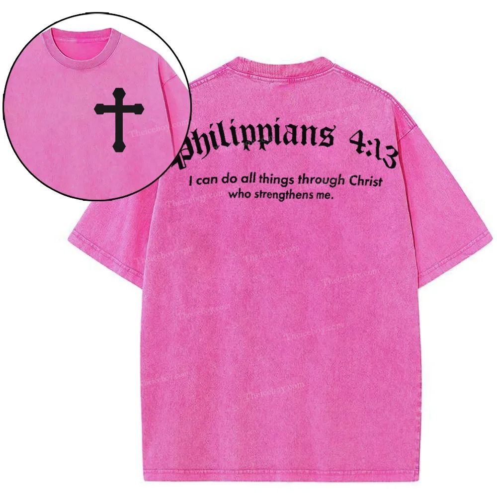 Philippians 4:13 Snowflake Vintage Washed T-Shirt