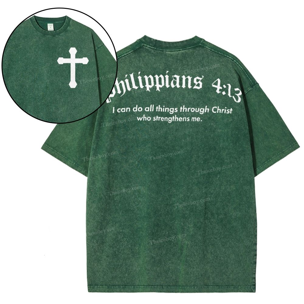 Philippians 4:13 Snowflake Vintage Washed T-Shirt