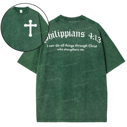 Philippians 4:13 Snowflake Vintage Washed T-Shirt