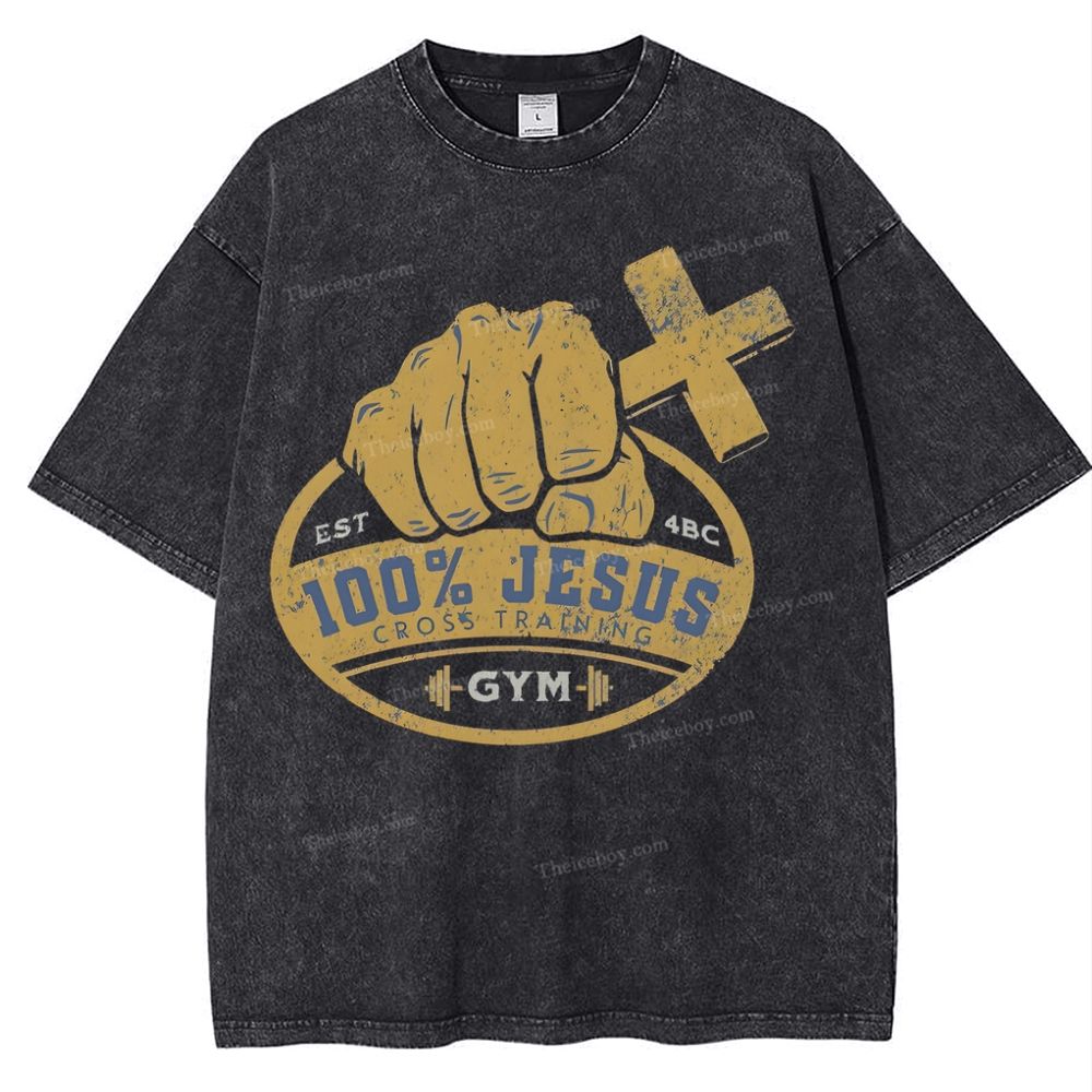 Jesus Cross Training Snowflake Vintage Washed T-Shirt