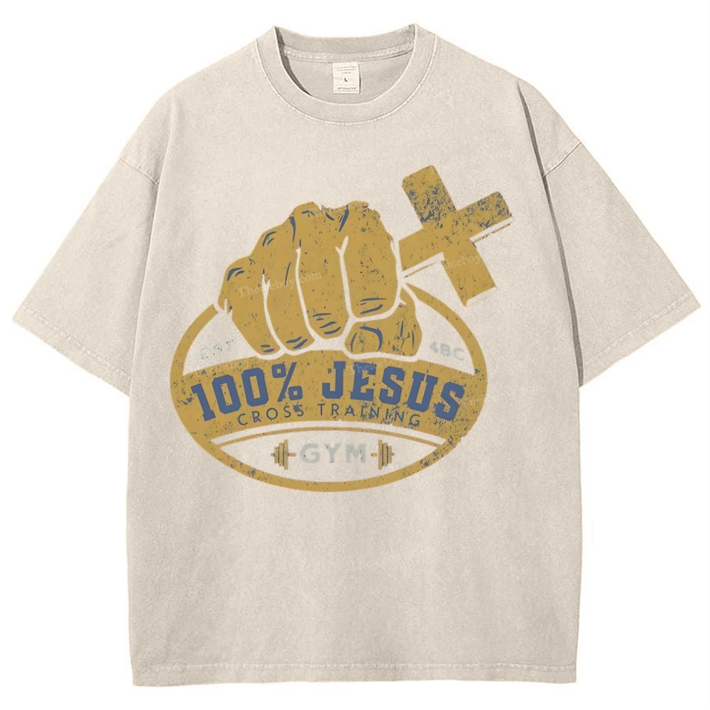 Jesus Cross Training Snowflake Vintage Washed T-Shirt