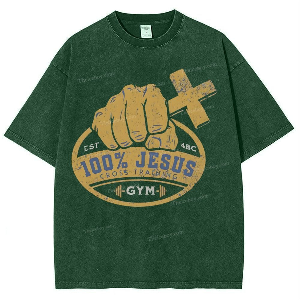 Jesus Cross Training Snowflake Vintage Washed T-Shirt