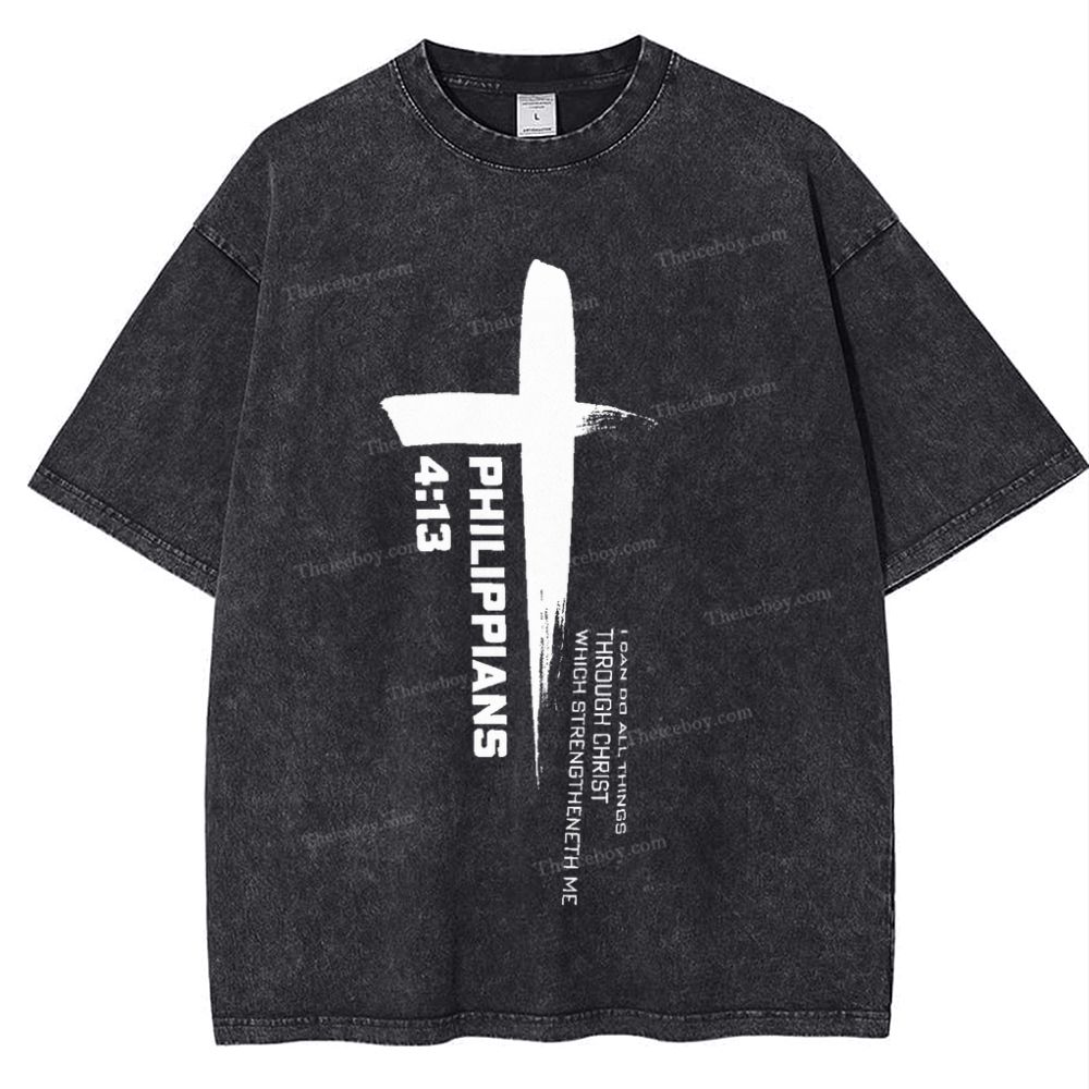 philippians 4:13 Snowflake Vintage Washed T-Shirt