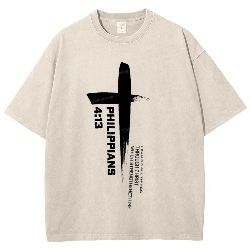 philippians 4:13 Snowflake Vintage Washed T-Shirt