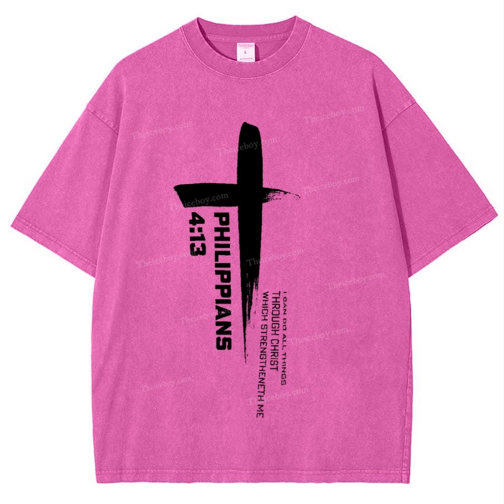 philippians 4:13 Snowflake Vintage Washed T-Shirt