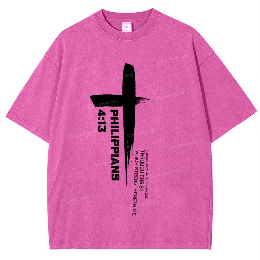 philippians 4:13 Snowflake Vintage Washed T-Shirt