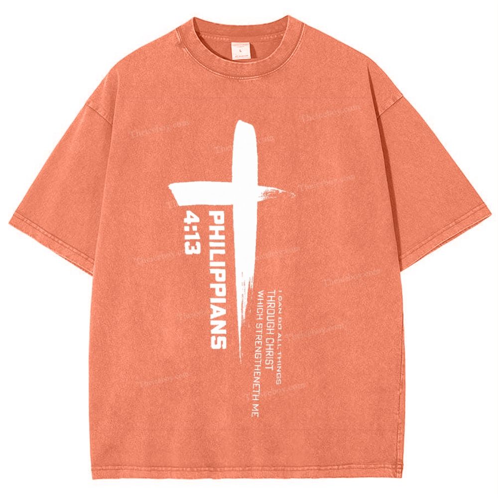philippians 4:13 Snowflake Vintage Washed T-Shirt
