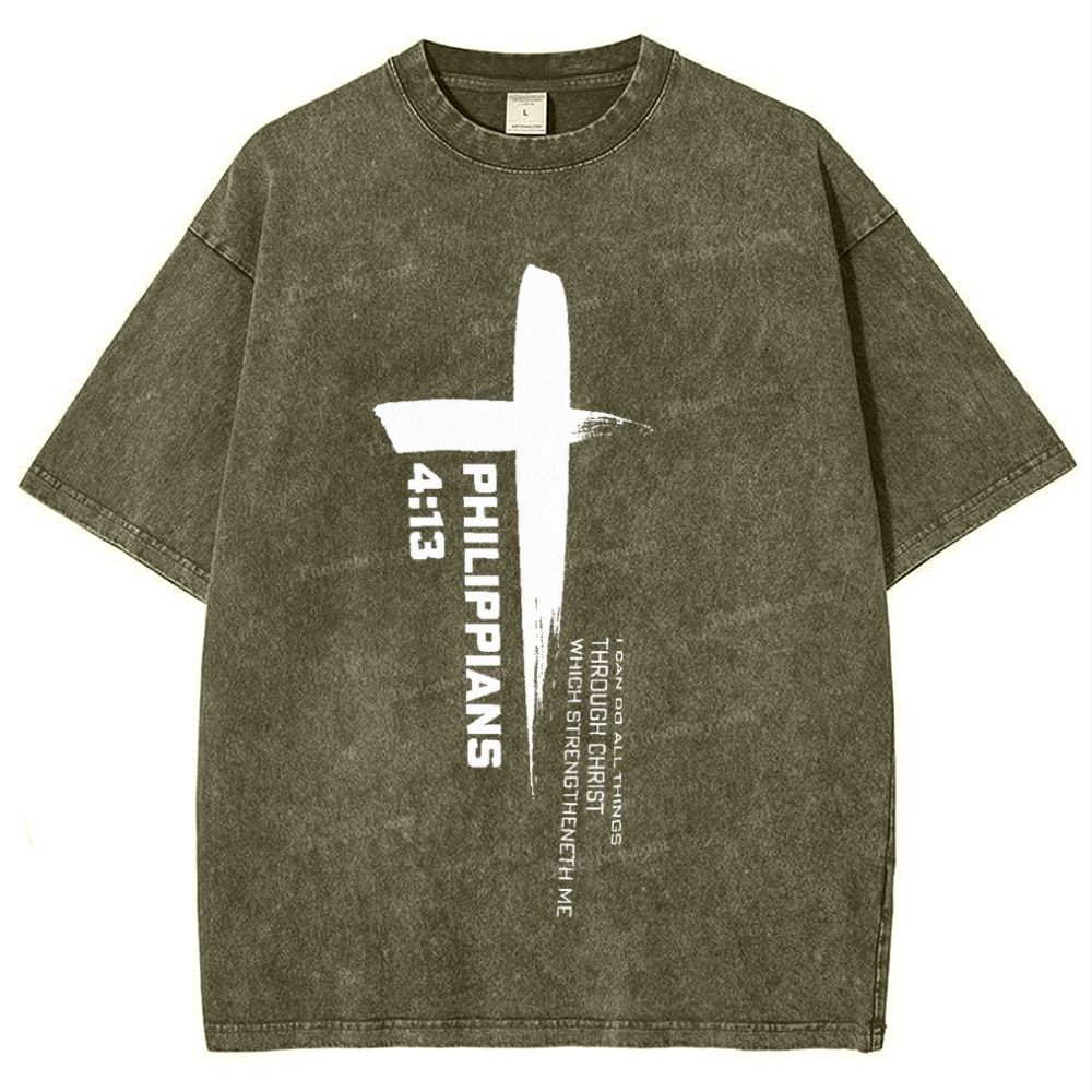 philippians 4:13 Snowflake Vintage Washed T-Shirt