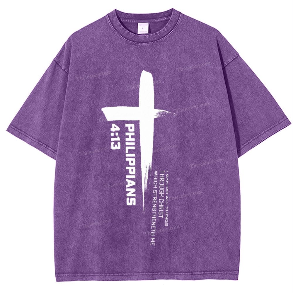 philippians 4:13 Snowflake Vintage Washed T-Shirt