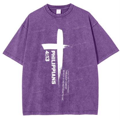 philippians 4:13 Snowflake Vintage Washed T-Shirt