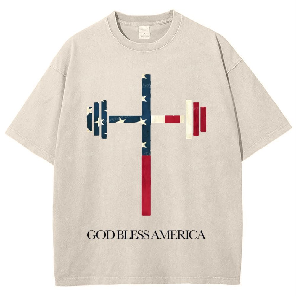 God Bless America Snowflake Vintage Washed T-Shirt