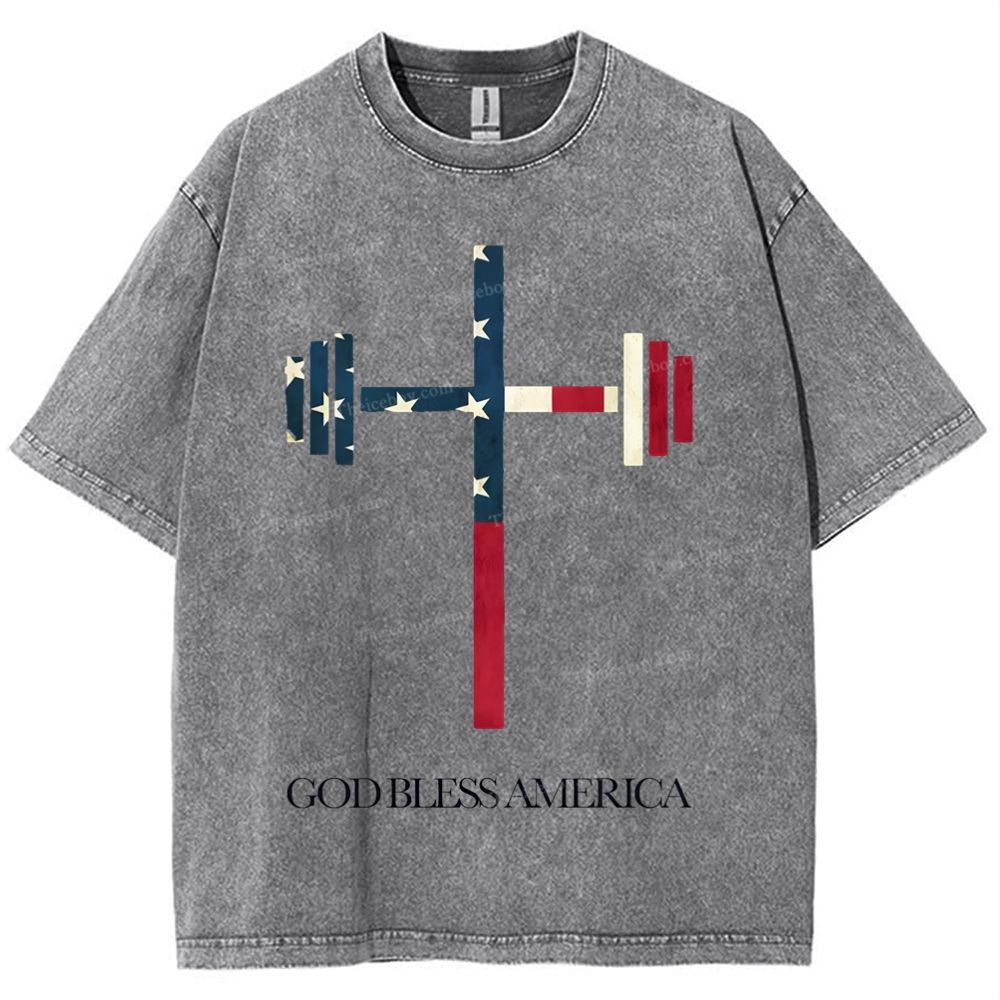 God Bless America Snowflake Vintage Washed T-Shirt