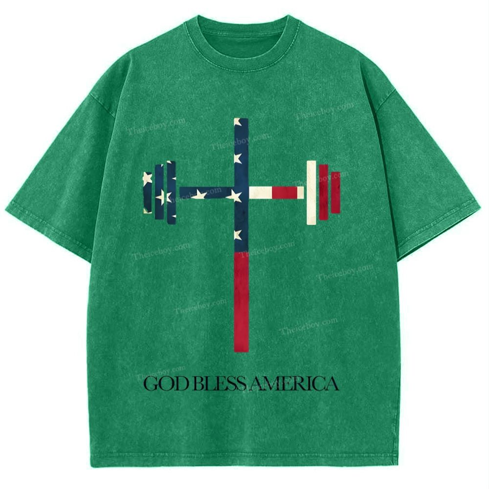God Bless America Snowflake Vintage Washed T-Shirt