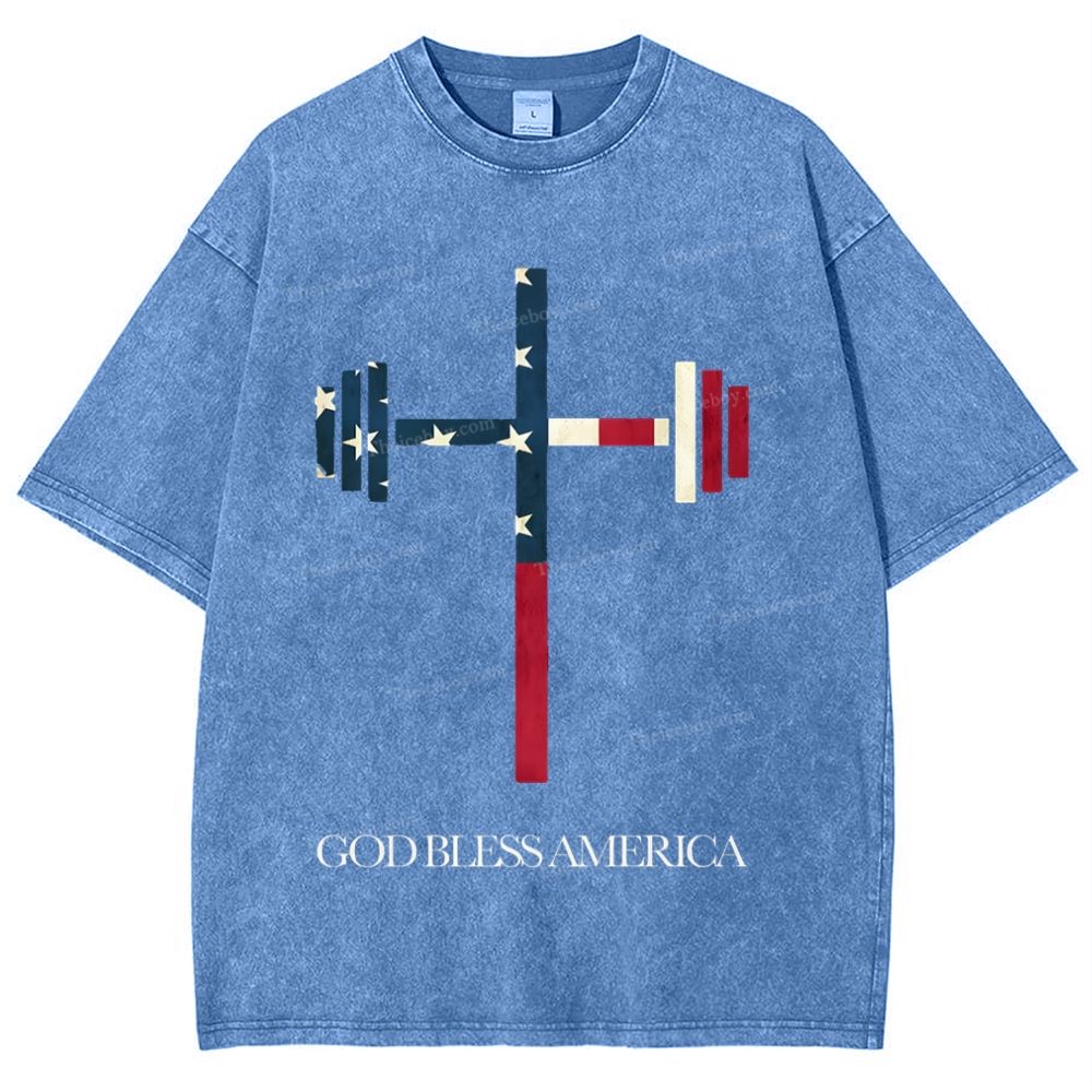 God Bless America Snowflake Vintage Washed T-Shirt