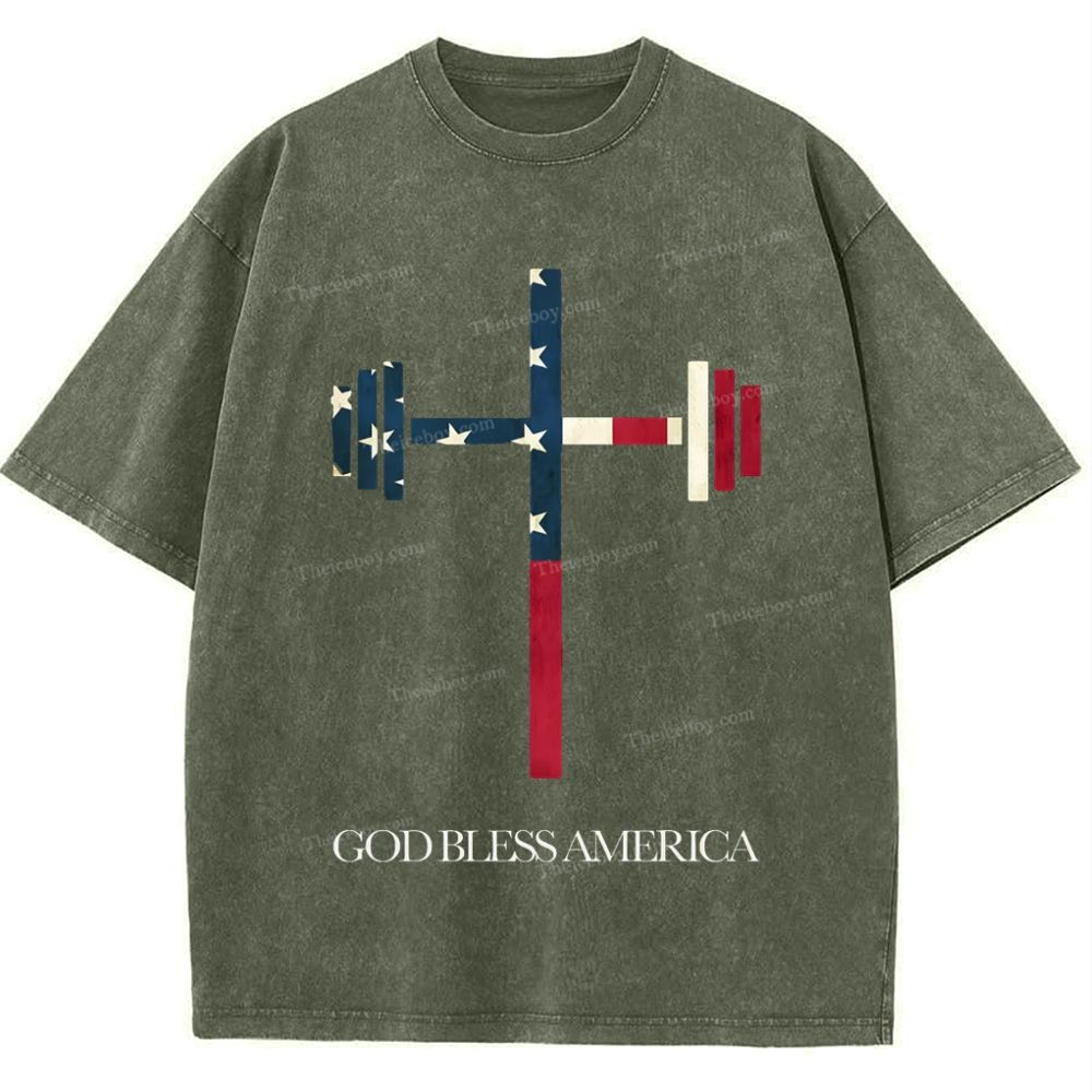 God Bless America Snowflake Vintage Washed T-Shirt