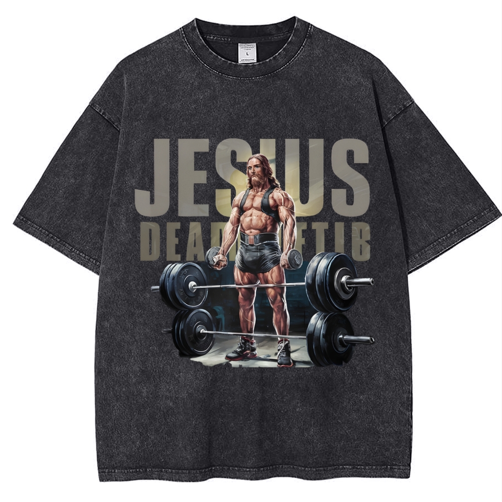 Jesus Is The Ultimate Weightlifter Snowflake Vintage Washed T-Shirt