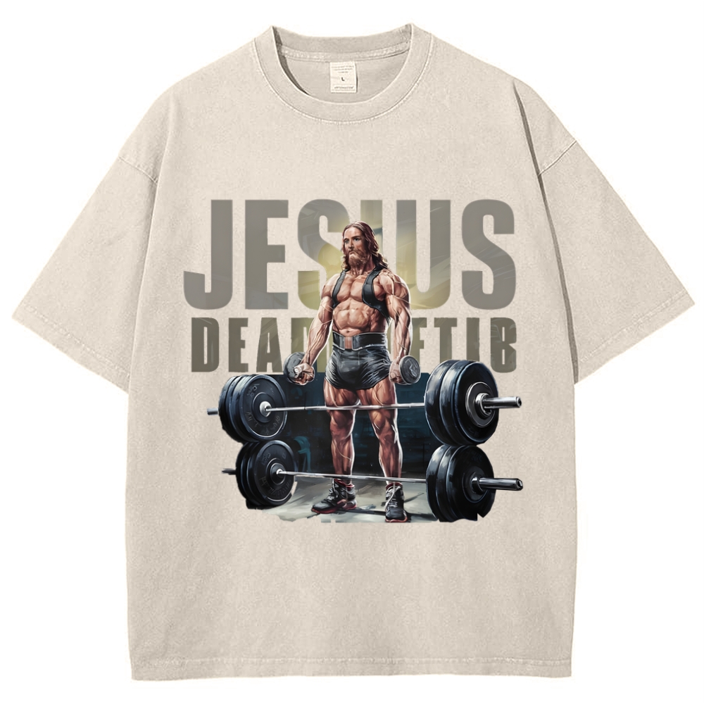 Jesus Is The Ultimate Weightlifter Snowflake Vintage Washed T-Shirt