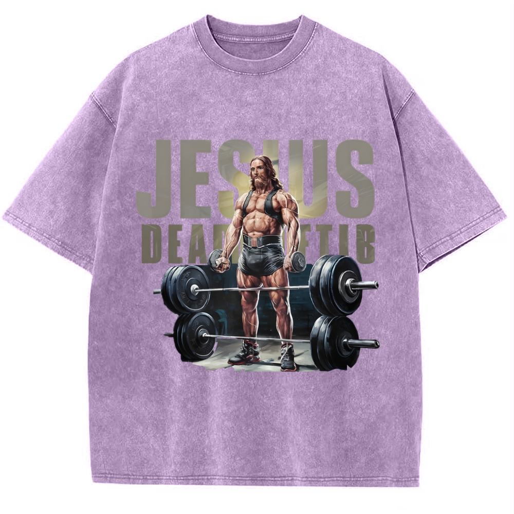 Jesus Is The Ultimate Weightlifter Snowflake Vintage Washed T-Shirt