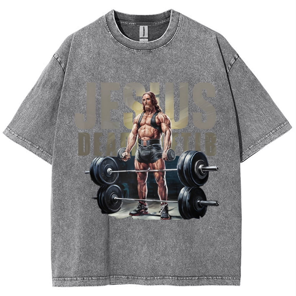 Jesus Is The Ultimate Weightlifter Snowflake Vintage Washed T-Shirt