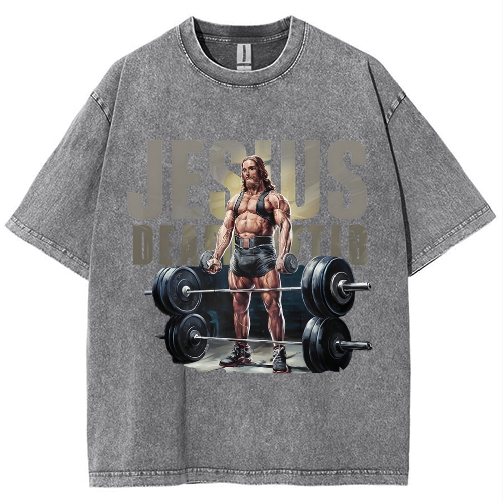 Jesus Is The Ultimate Weightlifter Snowflake Vintage Washed T-Shirt