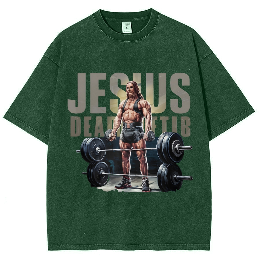 Jesus Is The Ultimate Weightlifter Snowflake Vintage Washed T-Shirt