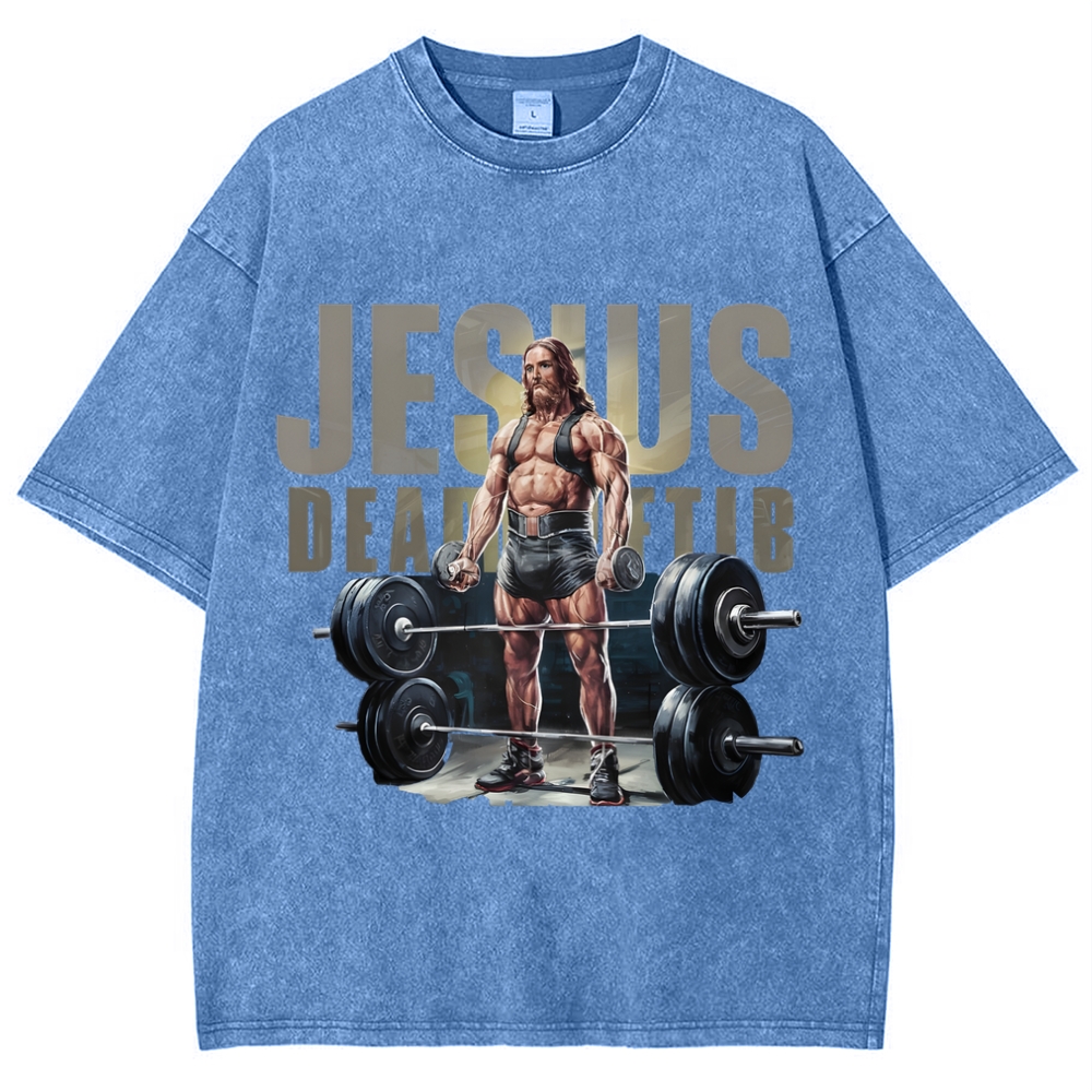 Jesus Is The Ultimate Weightlifter Snowflake Vintage Washed T-Shirt