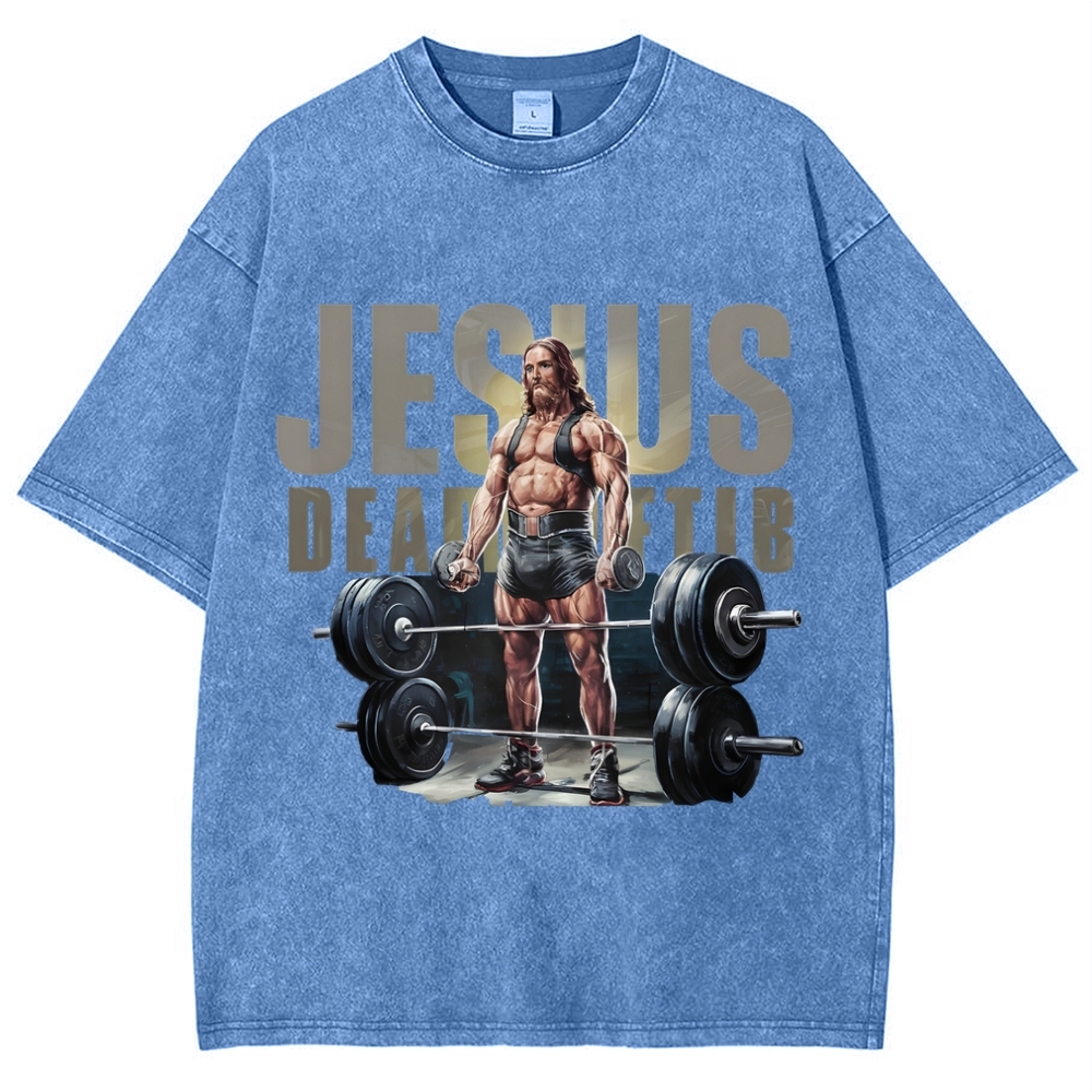 Jesus Is The Ultimate Weightlifter Snowflake Vintage Washed T-Shirt