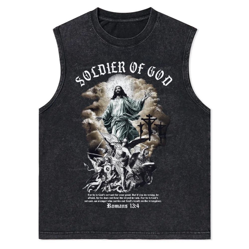 Soldier Of God Christian Snowflake Washed Vest