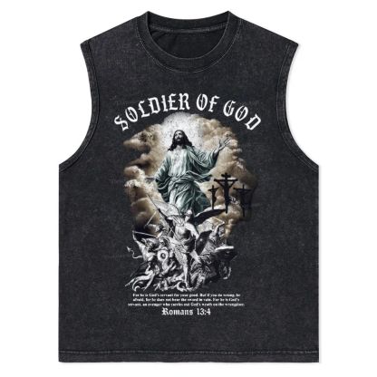 Soldier Of God Christian Snowflake Washed Vest