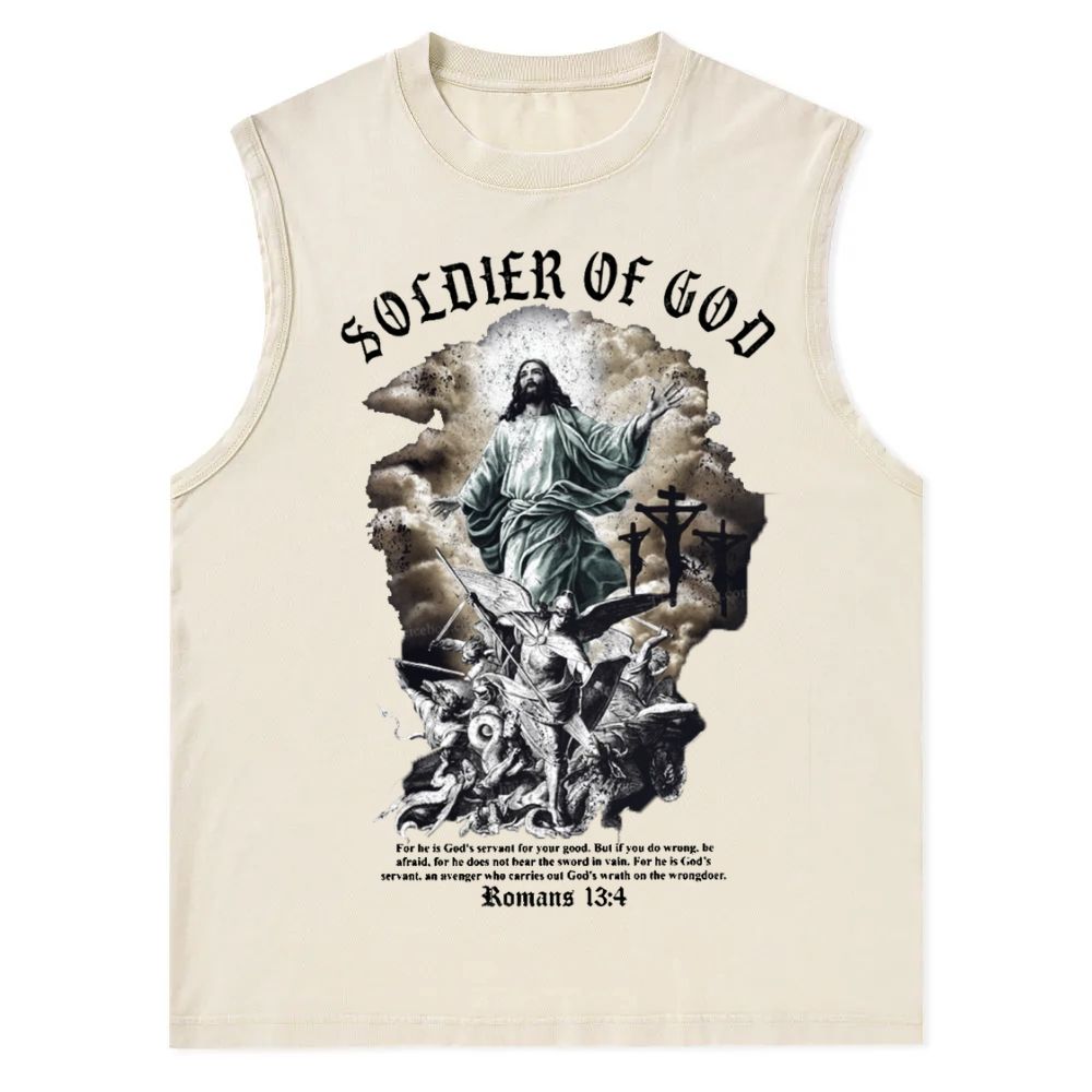 Soldier Of God Christian Snowflake Washed Vest