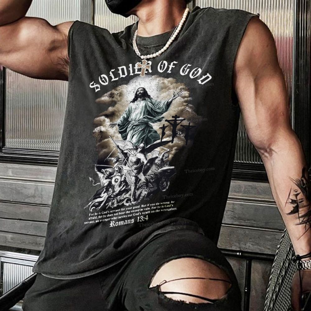 Soldier Of God Christian Snowflake Washed Vest