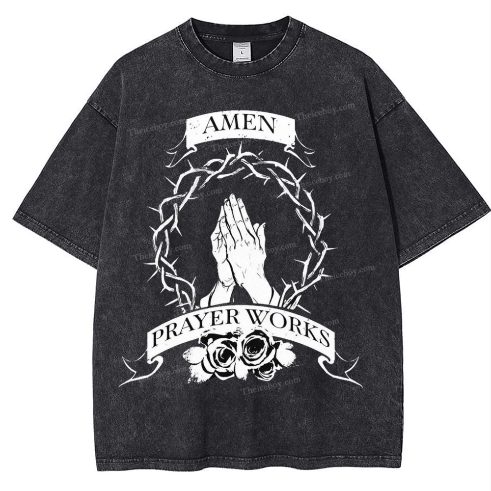 Amen Prayer Snowflake Vintage Washed T-Shirt