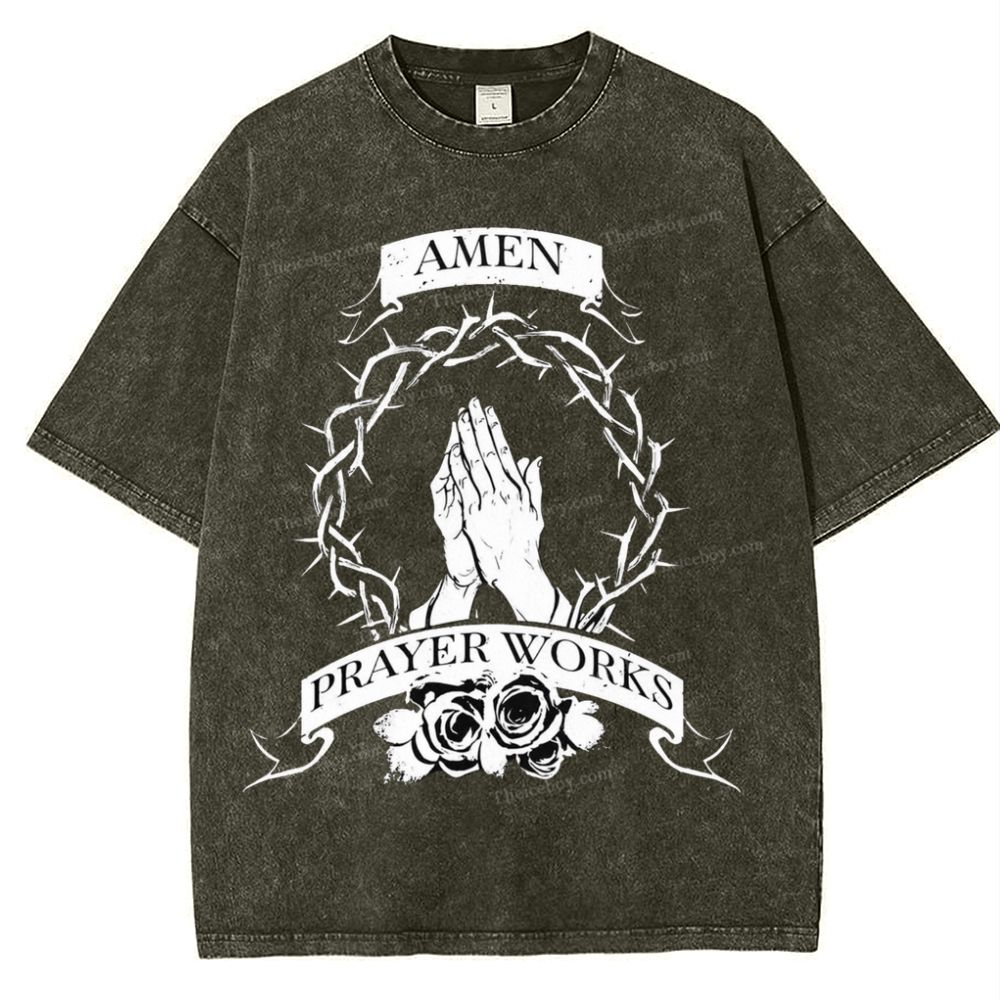 Amen Prayer Snowflake Vintage Washed T-Shirt