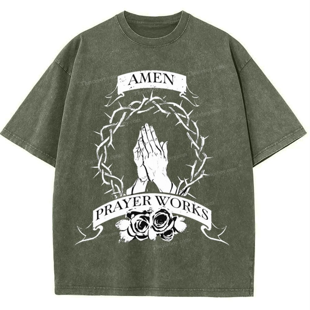 Amen Prayer Snowflake Vintage Washed T-Shirt