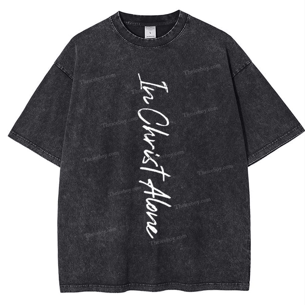 In Christ Alone Snowflake Vintage Washed T-Shirt