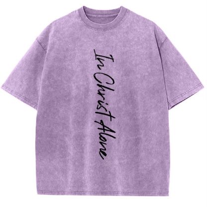 In Christ Alone Snowflake Vintage Washed T-Shirt