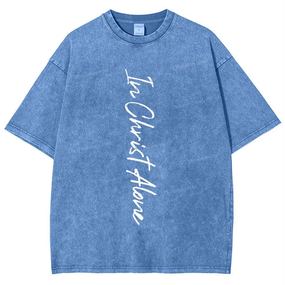 In Christ Alone Snowflake Vintage Washed T-Shirt