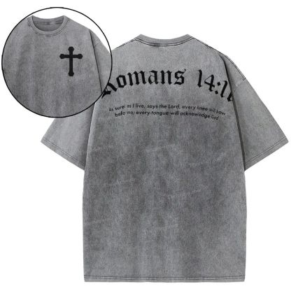 Romans 14:11 Snowflake Vintage Washed T-Shirt