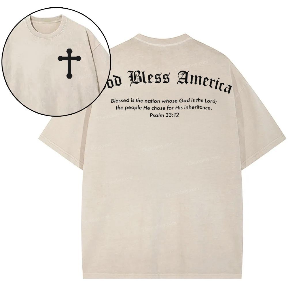 God Bless America Snowflake Vintage Washed T-Shirt
