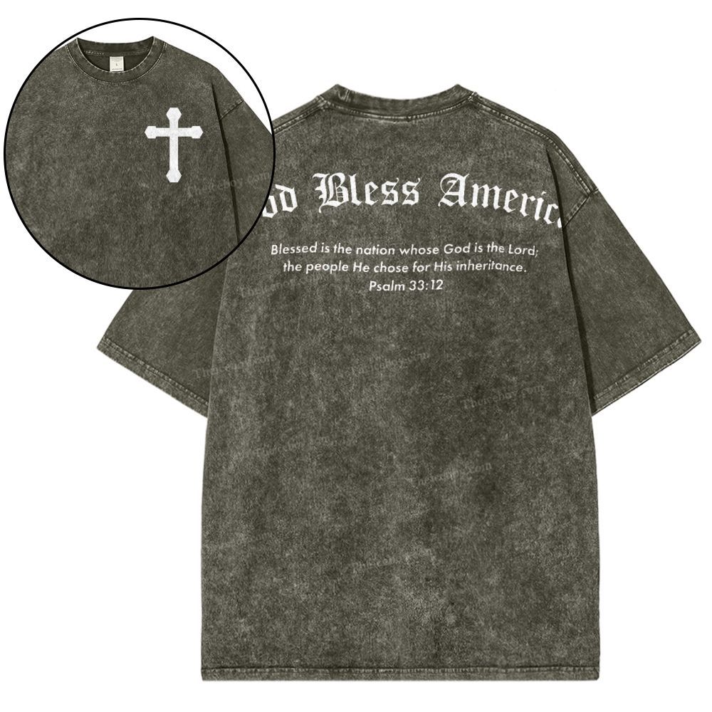 God Bless America Snowflake Vintage Washed T-Shirt