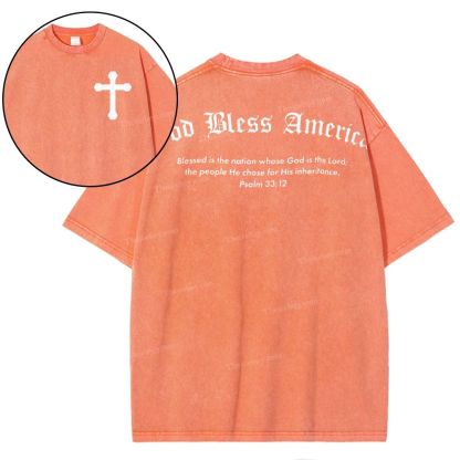 God Bless America Snowflake Vintage Washed T-Shirt