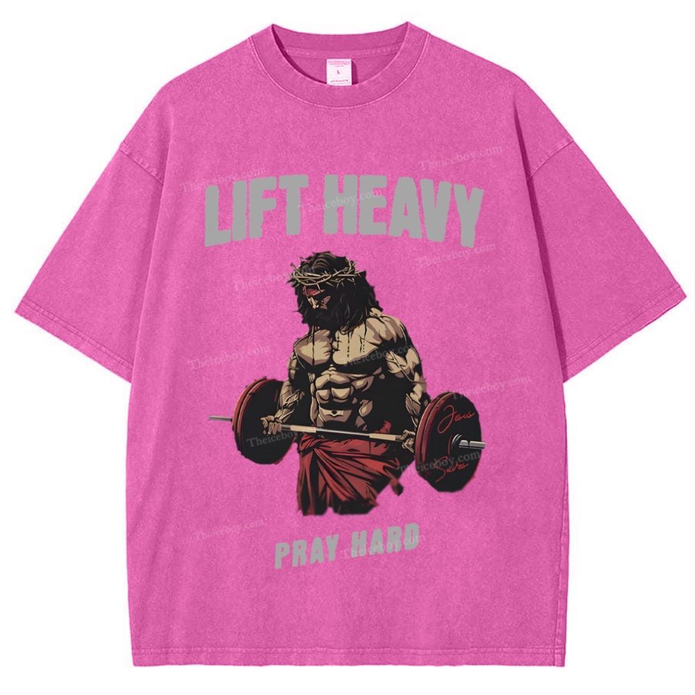 Lift Heavy Pray Hard Snowflake Vintage Washed T-Shirt